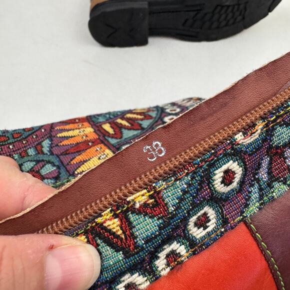 Socofy Boho Patchwork Leather Boots - Picture 10 of 11